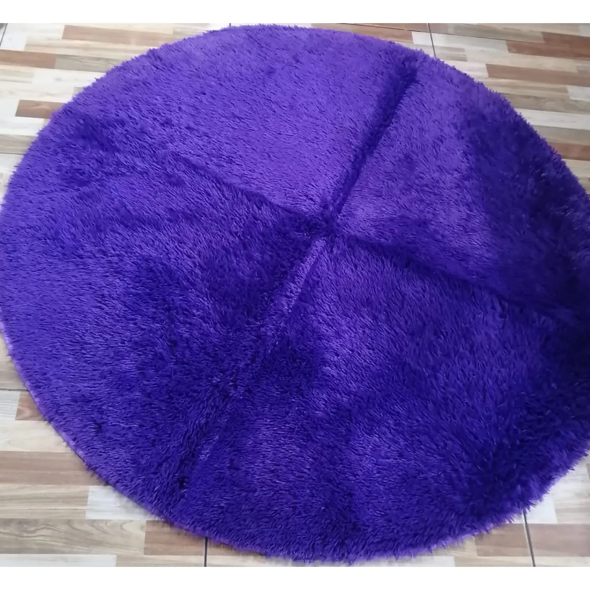 GENERICO - ALFOMBRA REDONDA PELUDA 150 cm X 150 cm ANTIDESLIZANTE COLOR MORADO