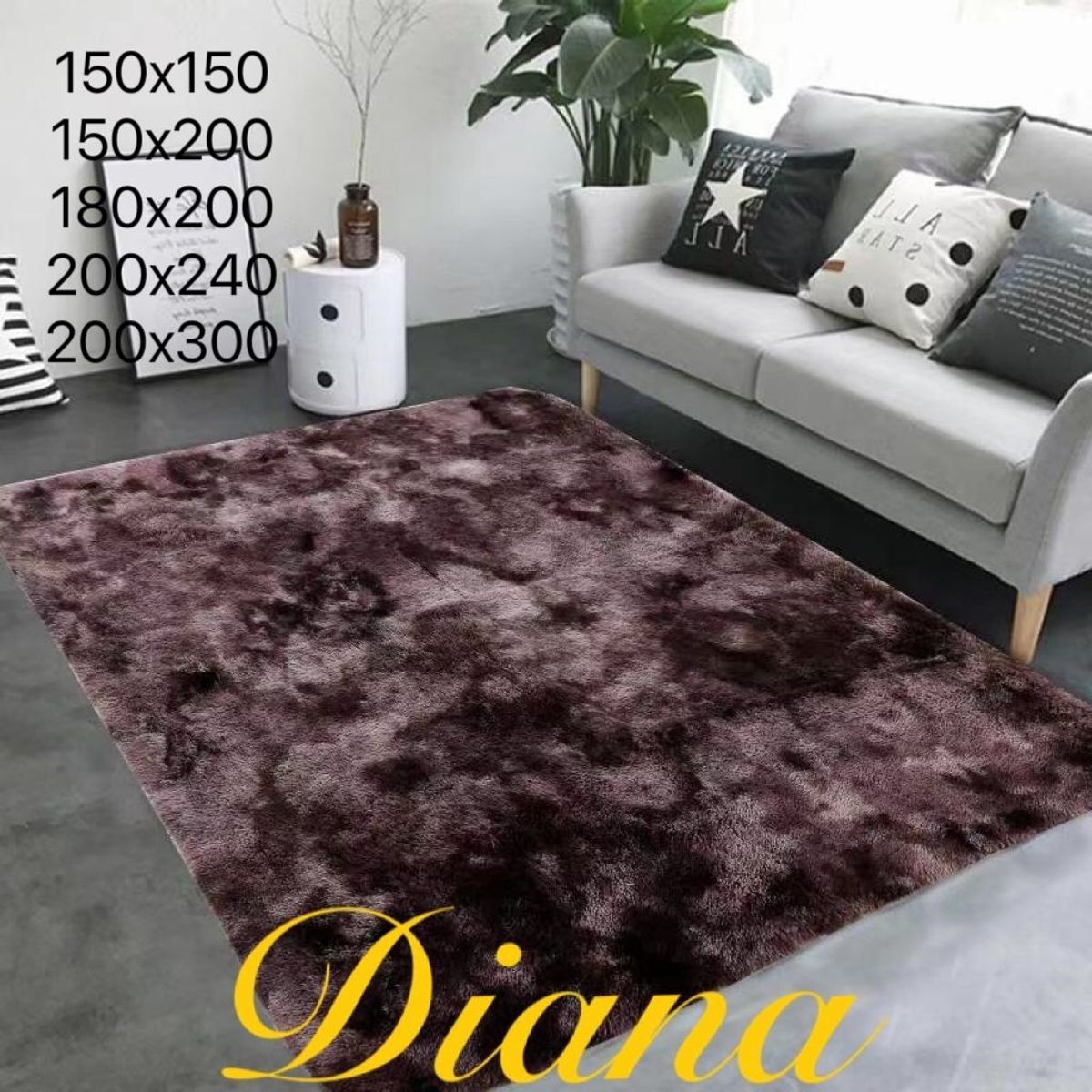 GENERICO - ALFOMBRA RECTANGULAR PELUDA 180 cm X 200 cm