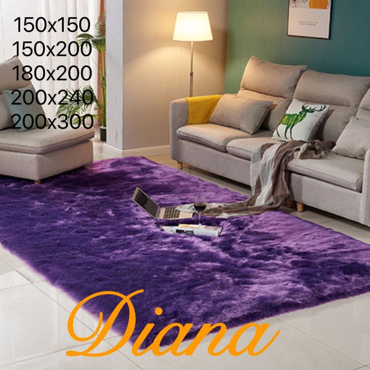 GENERICO - ALFOMBRA RECTANGULAR PELUDA 180 cm X 200 cm