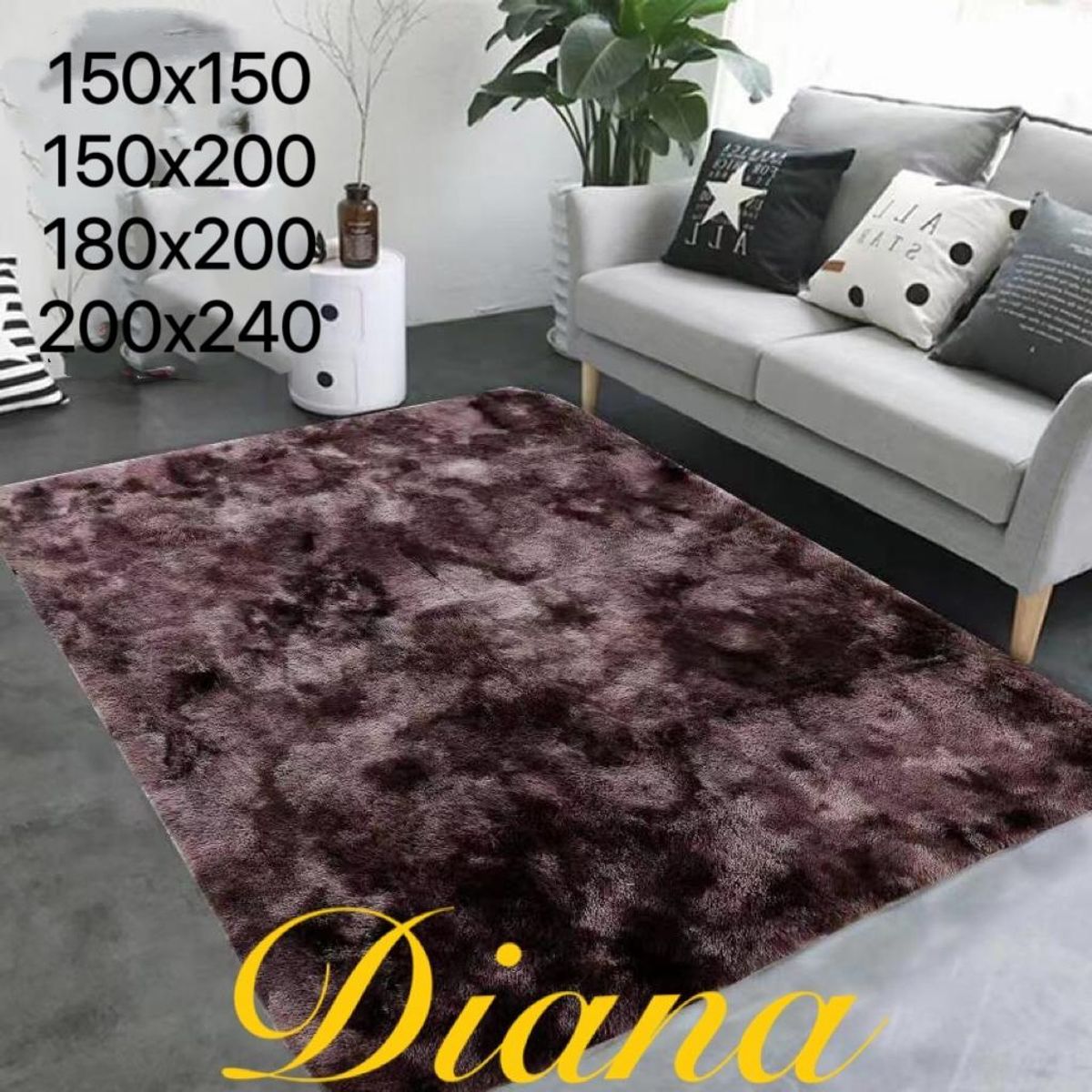 GENERICO - ALFOMBRA RECTANGULAR PELUDA 200 cm X 240 cm NEGRA