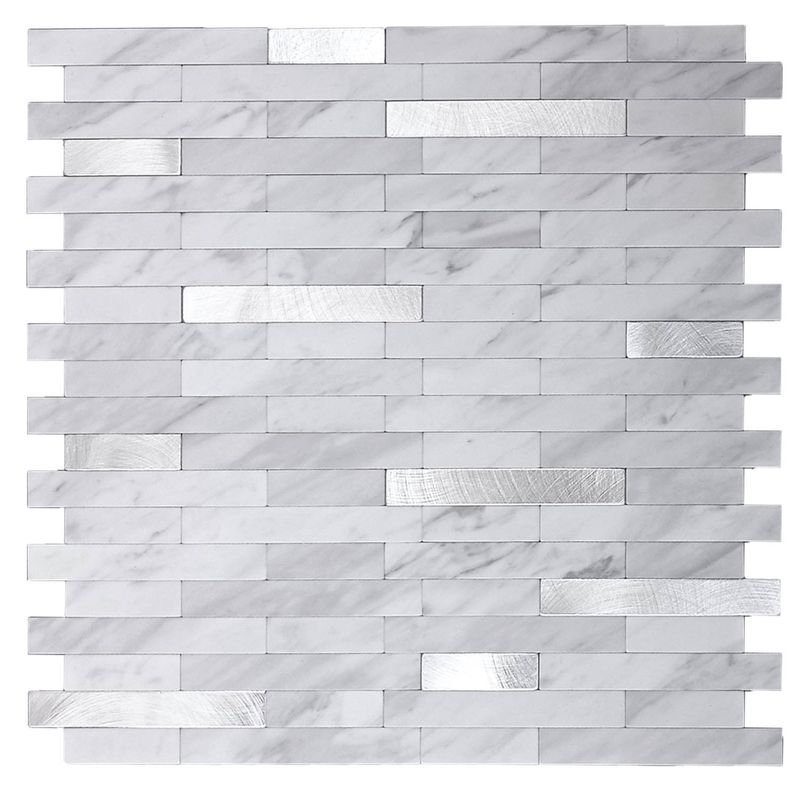 MERCAR RAY - Caja 8 Mosaicos autoadhesivo aluminio 30,6 cm x 29,7 cm Salpicadero