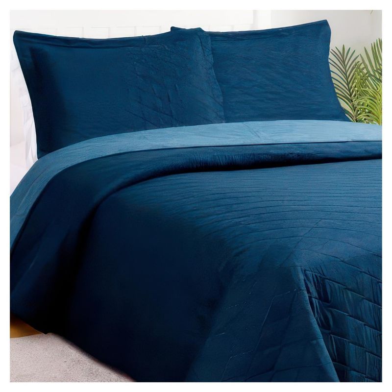 MASEL - Quilt Bicolor Masel 1,5 pl 180x 250 azul - Petroleo