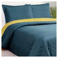 Quilt Bicolor 1,5 plazas Petroleo-Amarillo 180x250