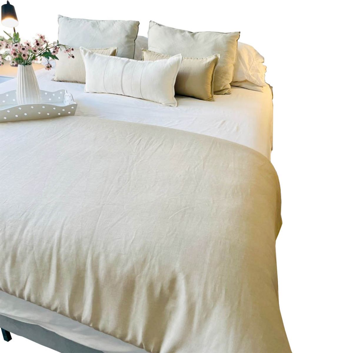 ANTONIA PAZ - Set Piecera Lino Arena 90 X 270 cm +  2 cojines