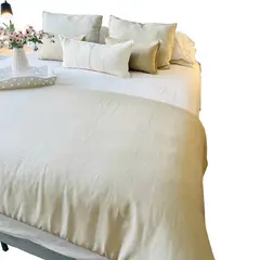 ANTONIA PAZ - Set Piecera Lino Arena 90 X 270 cm + 2 cojines
