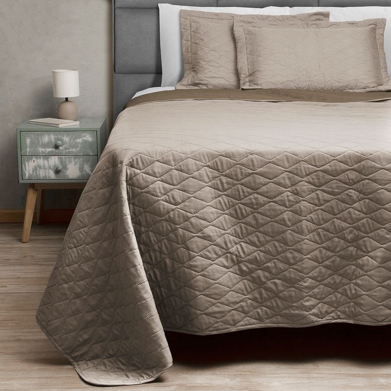 MASEL - Quilt Bicolor Masel 1,5 plazas Cafe-Beige 180x250