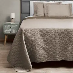 MASEL - Quilt Bicolor 1,5 plazas Cafe-Beige 180x250
