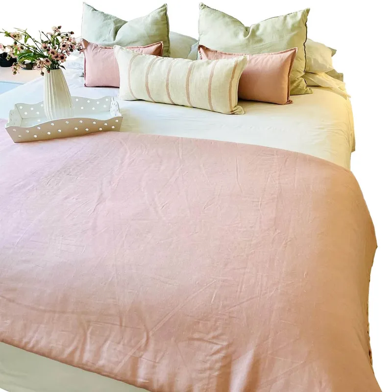 ANTONIA PAZ - Set Piecera Lino Palo Rosa 90 X 250 cm +  2 cojines