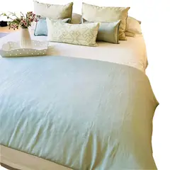 ANTONIA PAZ - Set Piecera Lino Verde Agua 90 X 270 cm + 2 cojines