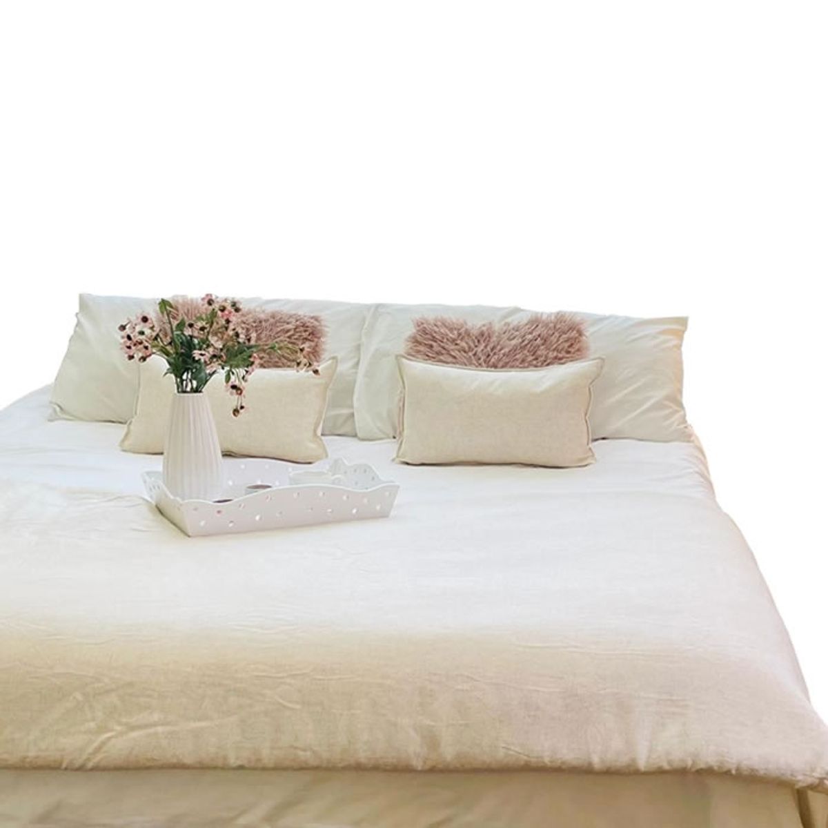 ANTONIA PAZ - Set Piecera Lino Crudo 90 X 230 cm +  2 cojines