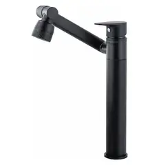 HOME NEAT - Monomando lavamanos alto Giratorio de 1080° - Negro