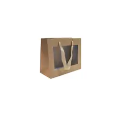 GENERICO - Bolsa de regalo papel kraft con ventana23x19x12cm