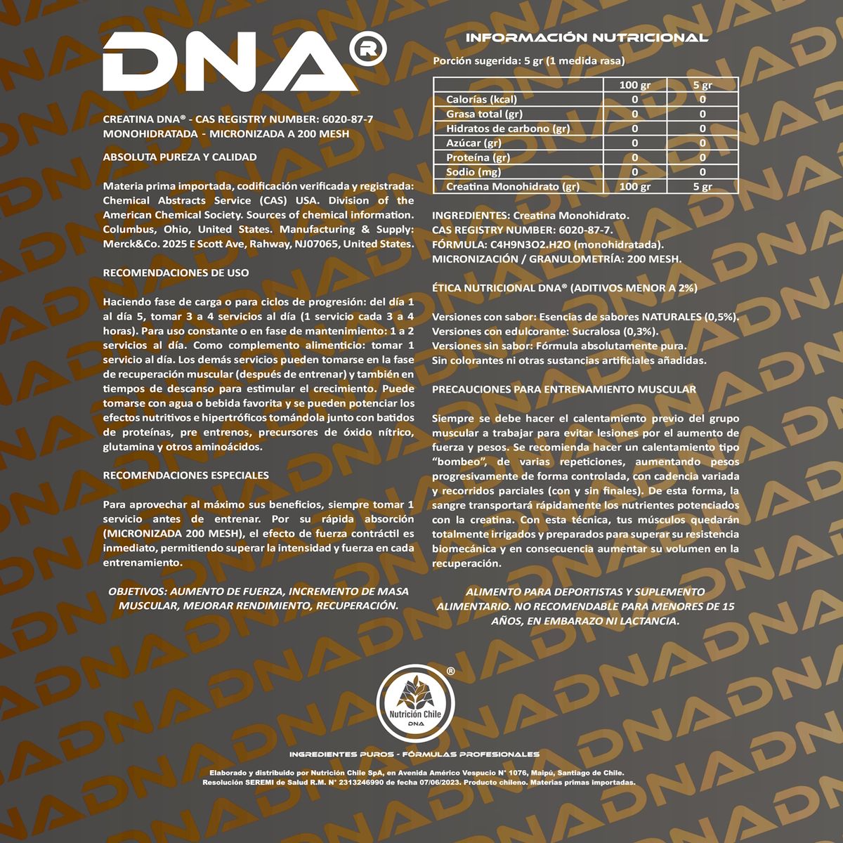 DNA - CREATINA DNA® - SABOR SANDÍA - RECARGA - 500GR