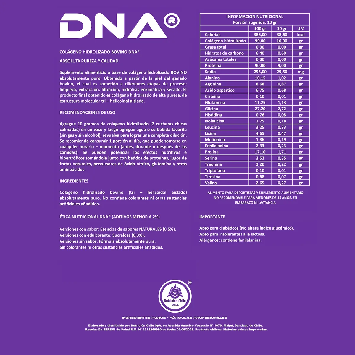 DNA - COLÁGENO DNA® HIDROLIZADO BOVINO - SABOR VAINILLA - POTE - 1KG