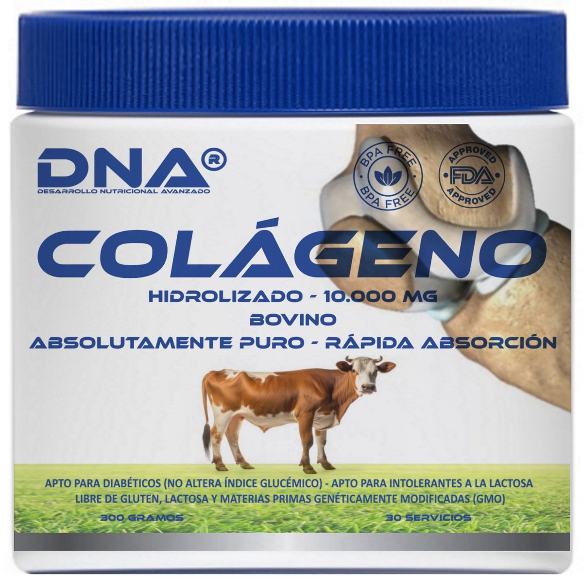 DNA - COLÁGENO DNA® - ABSOLUTAMENTE PURO - POTE - 300GR
