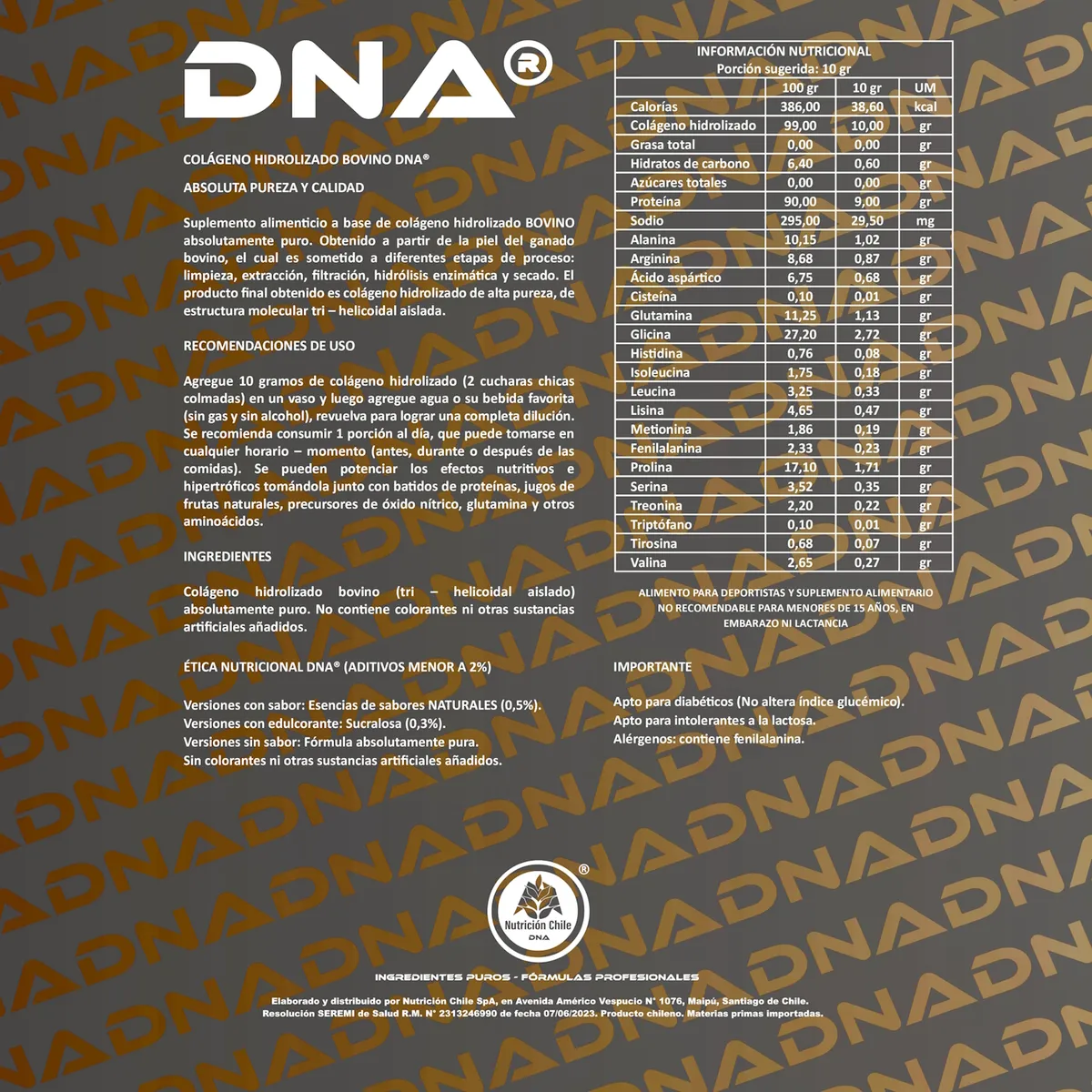 DNA - COLÁGENO DNA® - ABSOLUTAMENTE PURO - POTE - 300GR