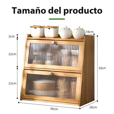 Imagen 2 del producto Gabinete de Bambú 2 Niveles Organizador Cocina Panera Multifun