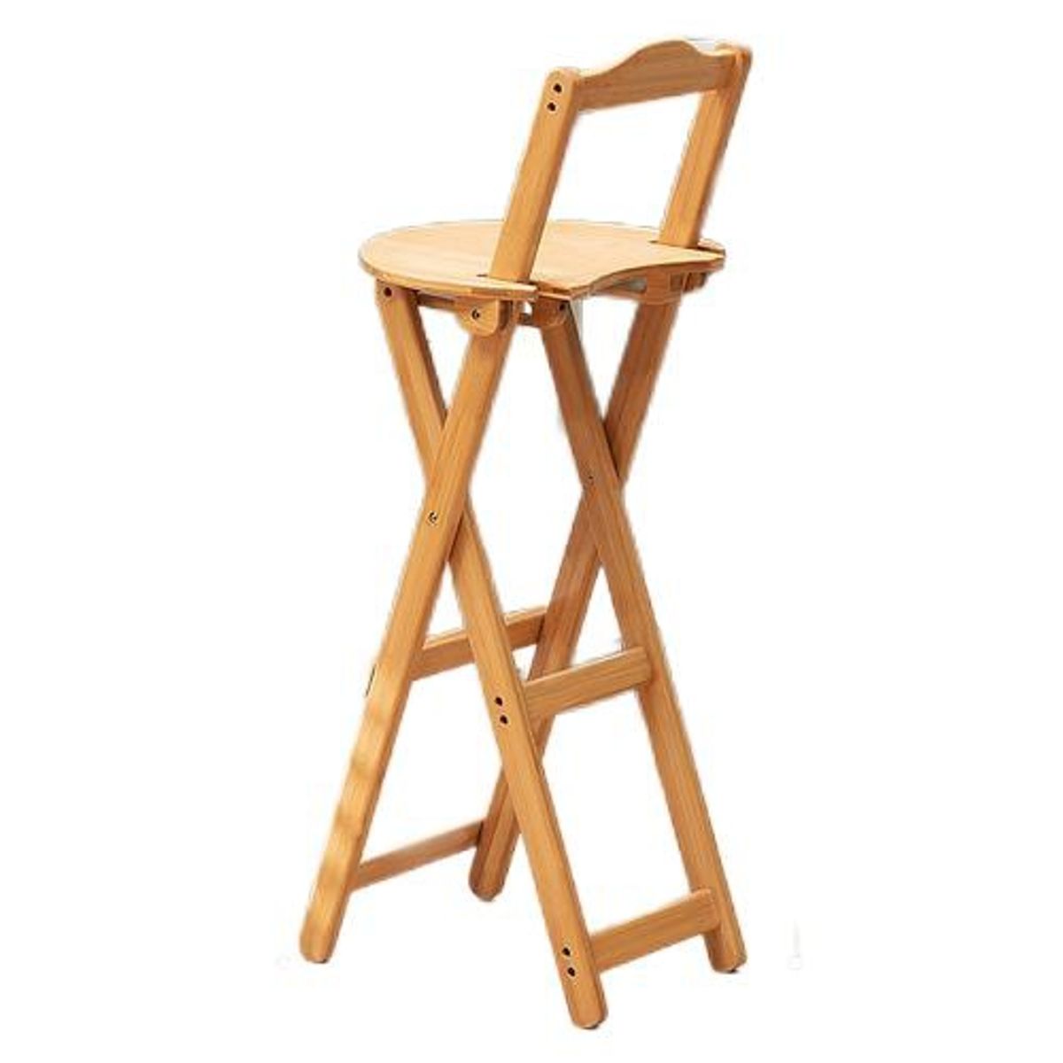 HALMAN - Color Bambú Taburete De Bar Con Respaldo Plegable Y Madera Para Bistro