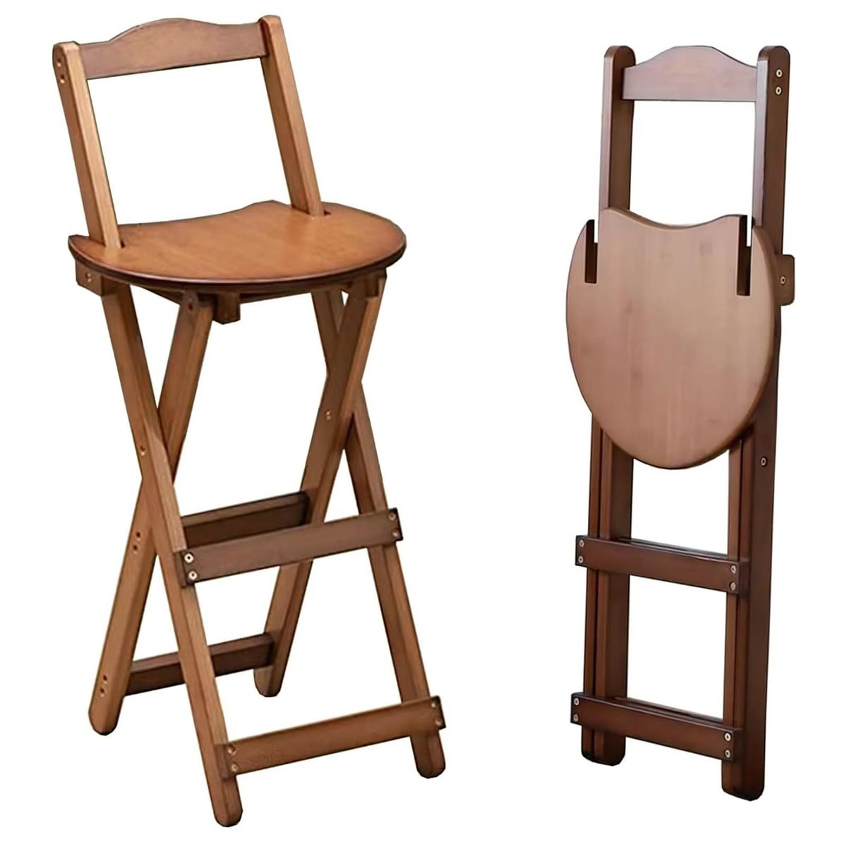 HALMAN - Color Té Taburete De Bar Con Respaldo Plegable Y Madera Para Bistro