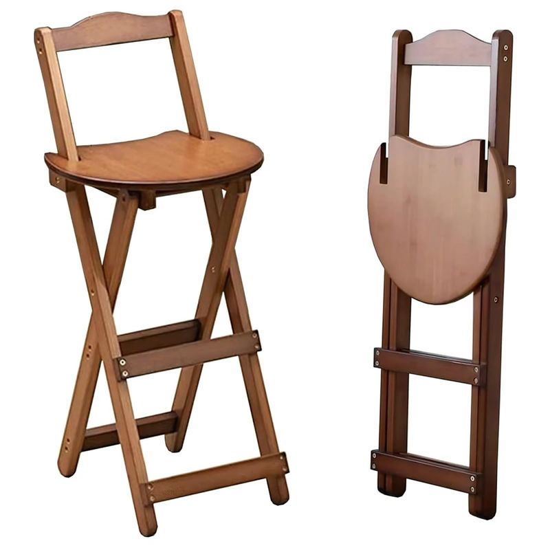 HALMAN - Color Té Taburete De Bar Con Respaldo Plegable Y Madera Para Bistro