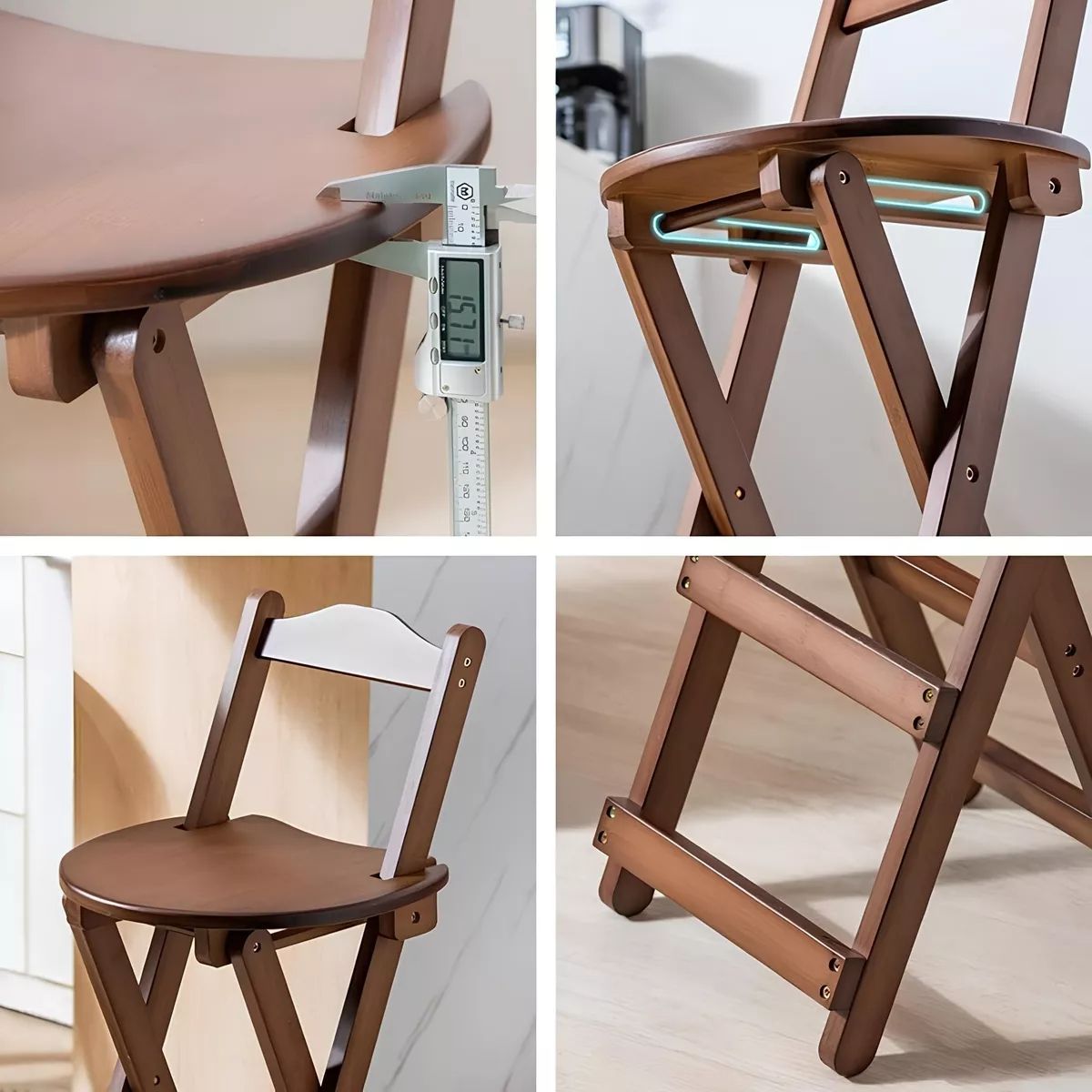 HALMAN - Color Té Taburete De Bar Con Respaldo Plegable Y Madera Para Bistro