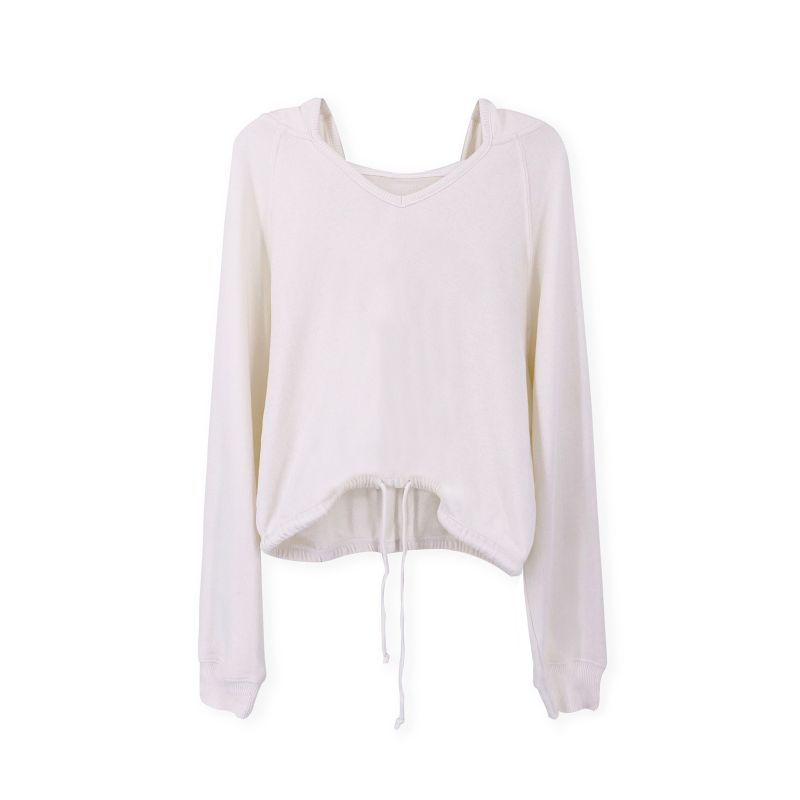 MOSS ROSE - Sudadera con capucha y cuello en V para mujer