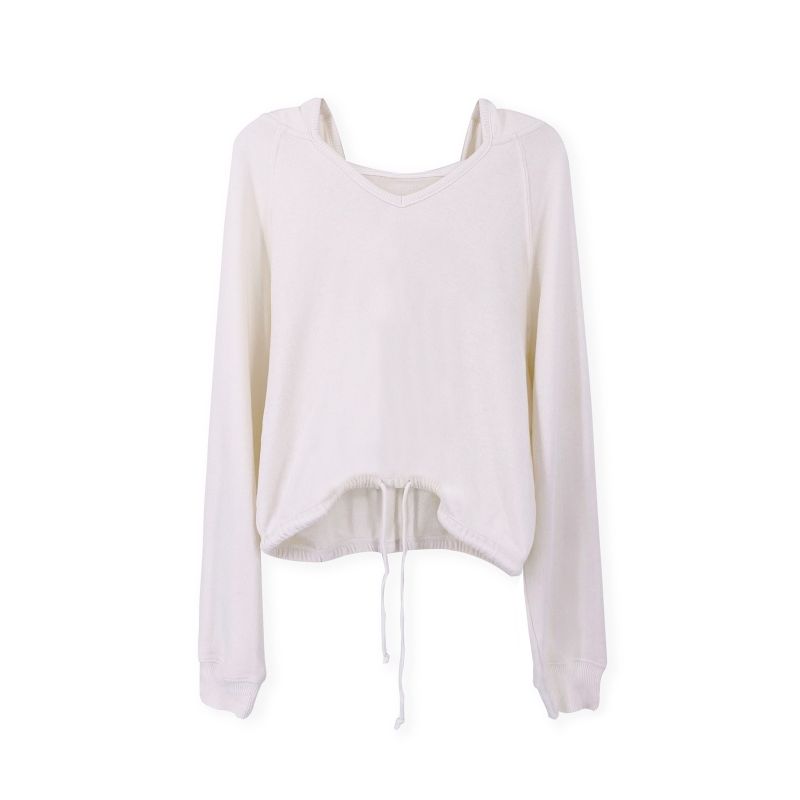 MOSS ROSE - Sudadera con capucha y cuello en V para mujer