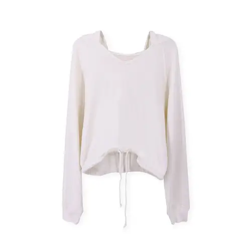 MOSS ROSE - Sudadera con capucha y cuello en V para mujer