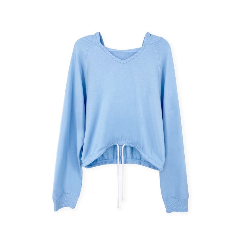 MOSS ROSE - Sudadera con capucha y cuello en V para mujer