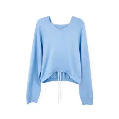 MOSS ROSE - Sudadera con capucha y cuello en V para mujer