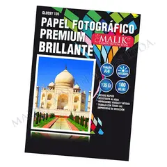 MALIK - Papel Glossy 135gm 100 hojas + 4 Tintas para Epson Etank L575