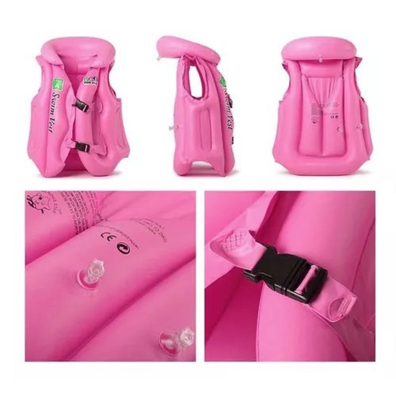 GENERICO - Chaleco inflable  para niños entre 3 y 6 años [ rosa ]