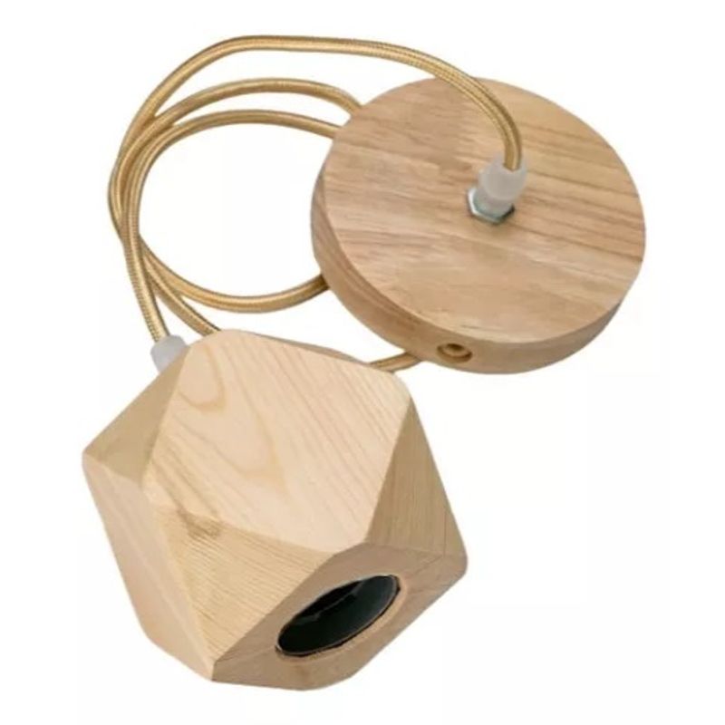 GENERICO - Soquete Vintage Colgante E27 Madera Lampara Retro