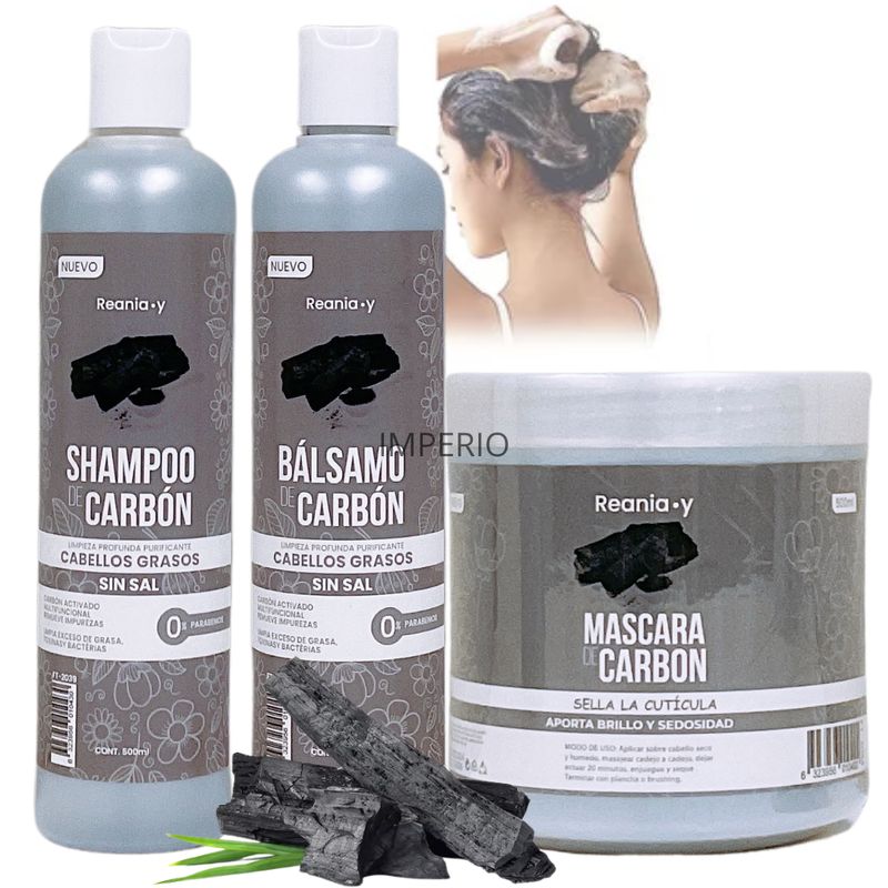 GENERICO - Shampoo + Acondicionador + Mascarilla Carbón 500ml