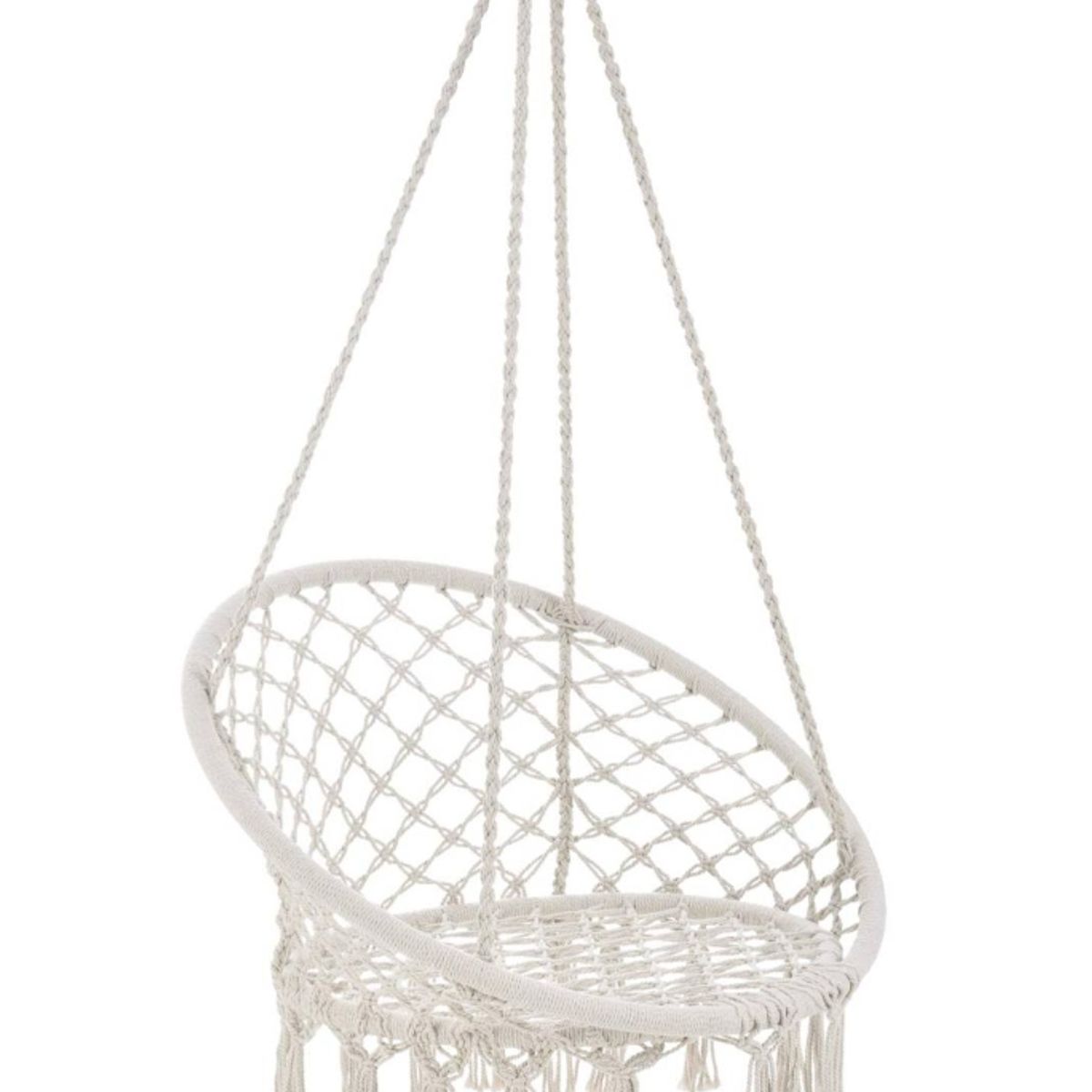 GENERICO - Silla Hamaca Colgante Columpio Terraza Beige tejida