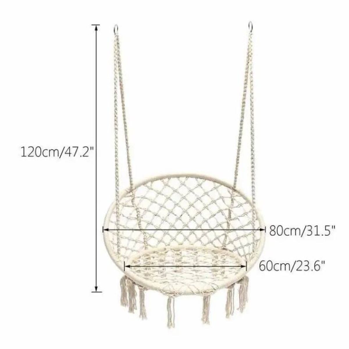 GENERICO - Silla Hamaca Colgante Columpio Terraza Beige tejida