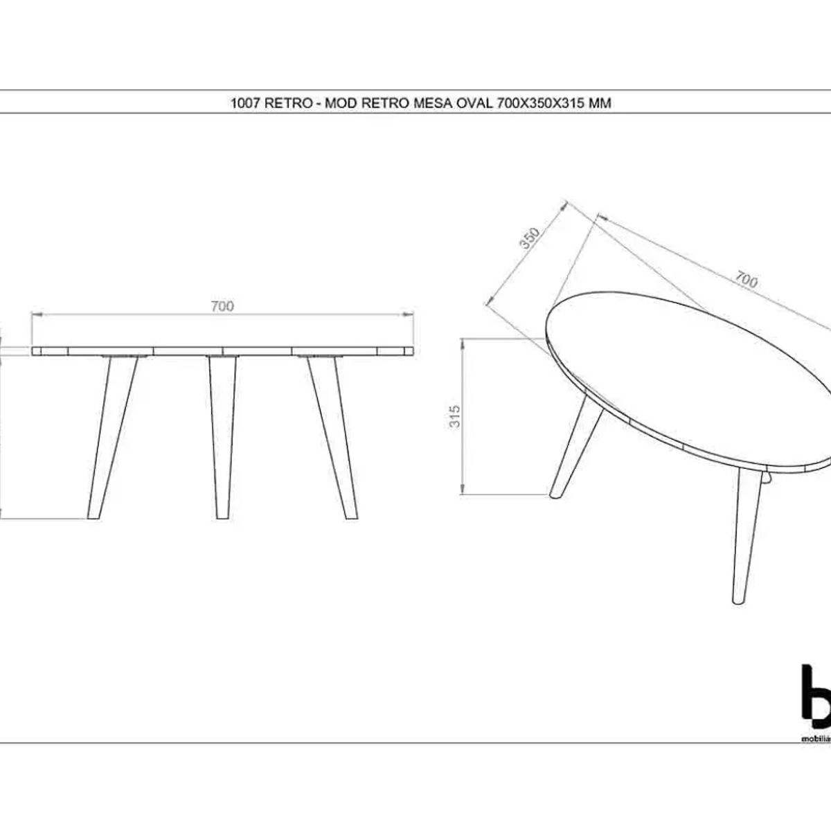 BE DESIGN - MESA DE CENTRO OVAL 1007 RETRO BLANCA - BE DESIGN - 1238110