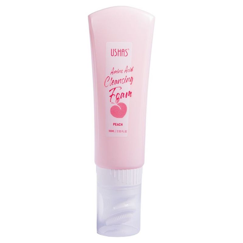 USHAS - Jabón Foam Facial De Durazno - Incluye Cepillo Limpiador De Rostro.