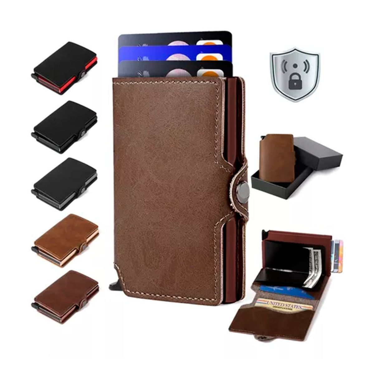 GENERICO - Billetera Minimalista Con Rfid De Cuero Para Hombre