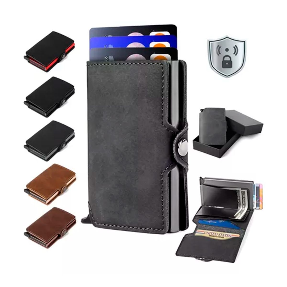 GENERICO - Billetera Minimalista Con Rfid De Cuero Para Hombre