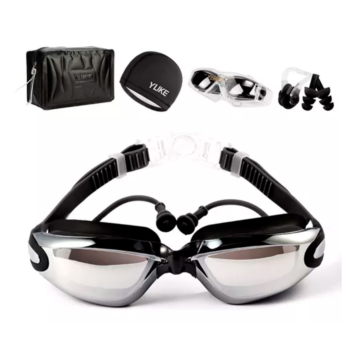 GENERICO - Kit Gafas De Natación Sin Fugas Protección Uv 6 En 1 Negro