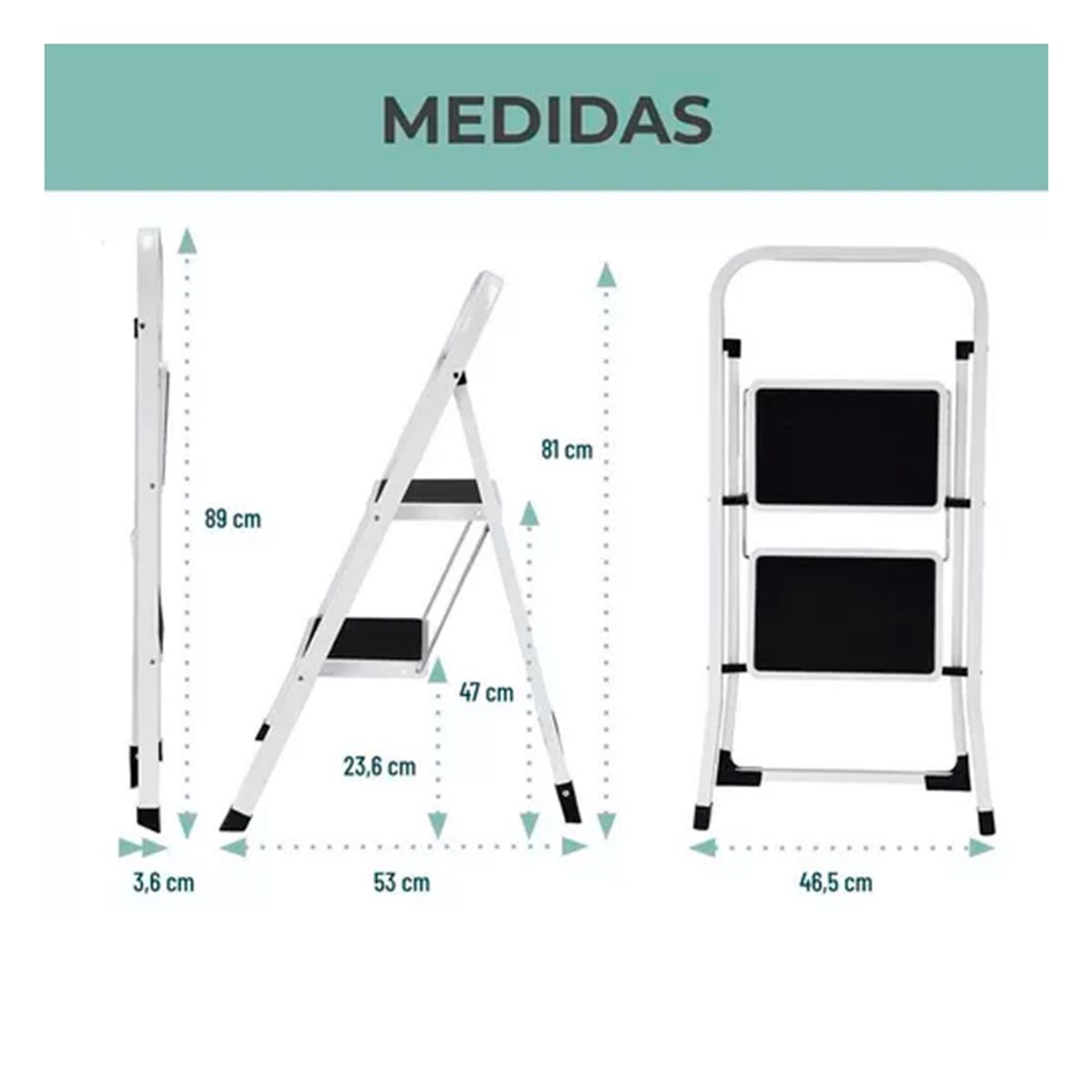 GENERICO - Escalera Plegable Multiuso 2 Peldaños Compacta Y Resistente