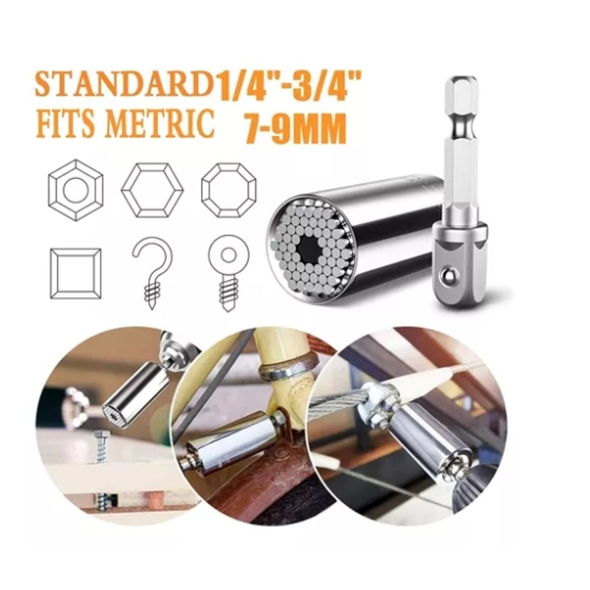 OFERTABKN - Llave Dado Universal Medir Herramienta Taladro 7mm-19mm