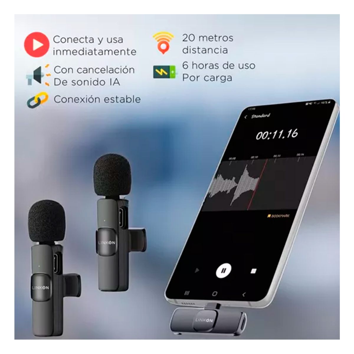 GENERICO - Microfono Inalambrico Solapa Lavalier Profesional Entrada Lightning