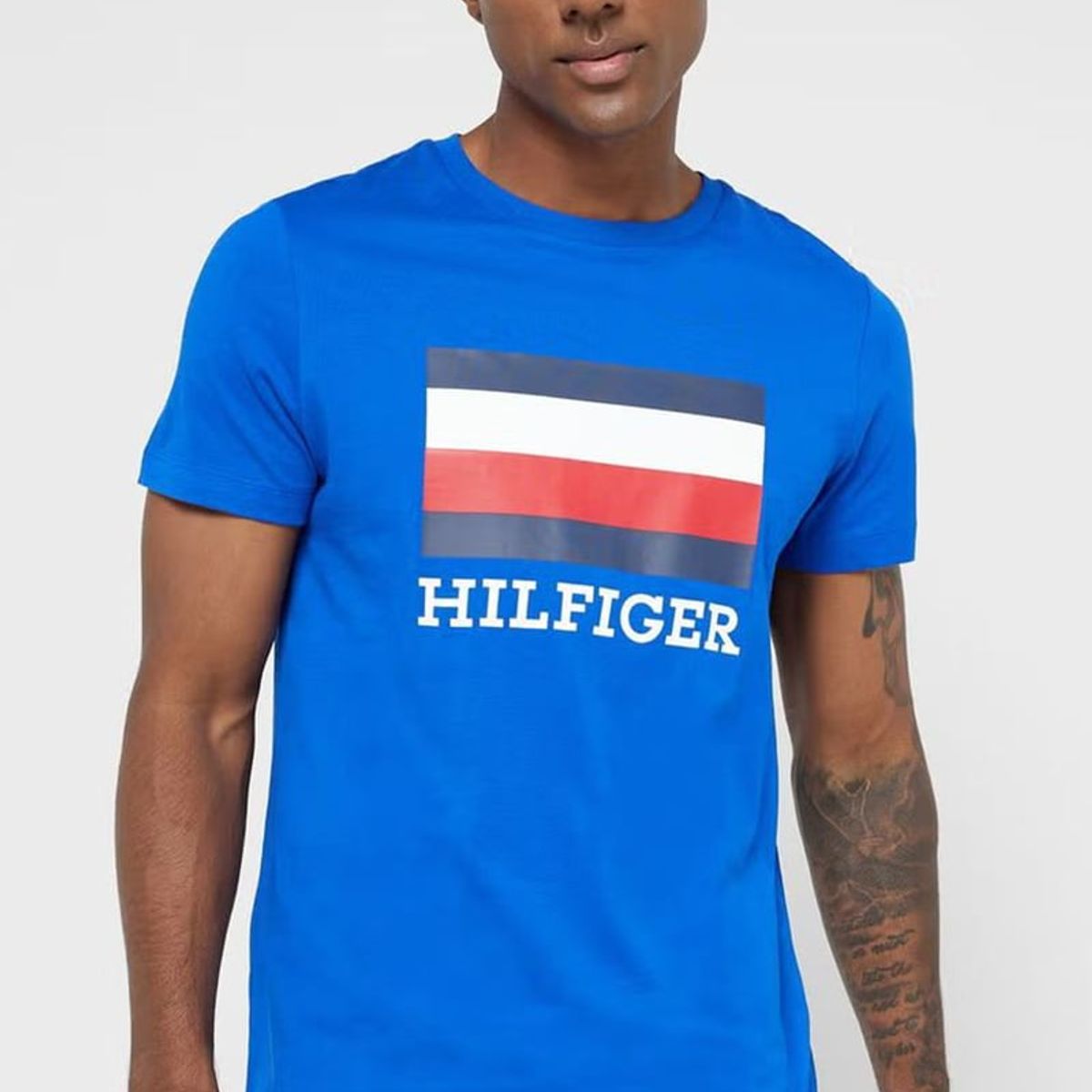 TOMMY HILFIGER - Polera Box Monotype Logo Azul Tommy Hilfiger