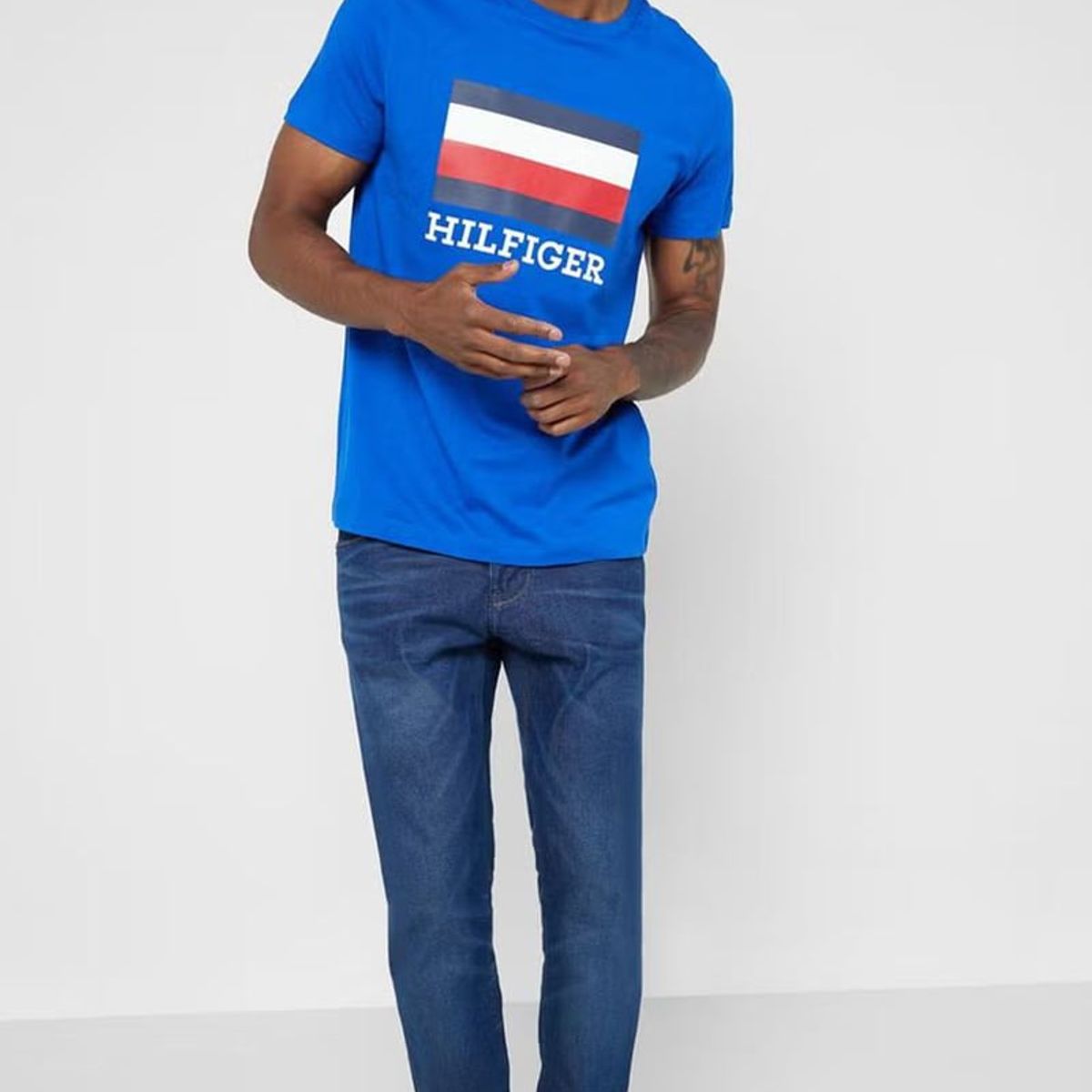 TOMMY HILFIGER - Polera Box Monotype Logo Azul Tommy Hilfiger