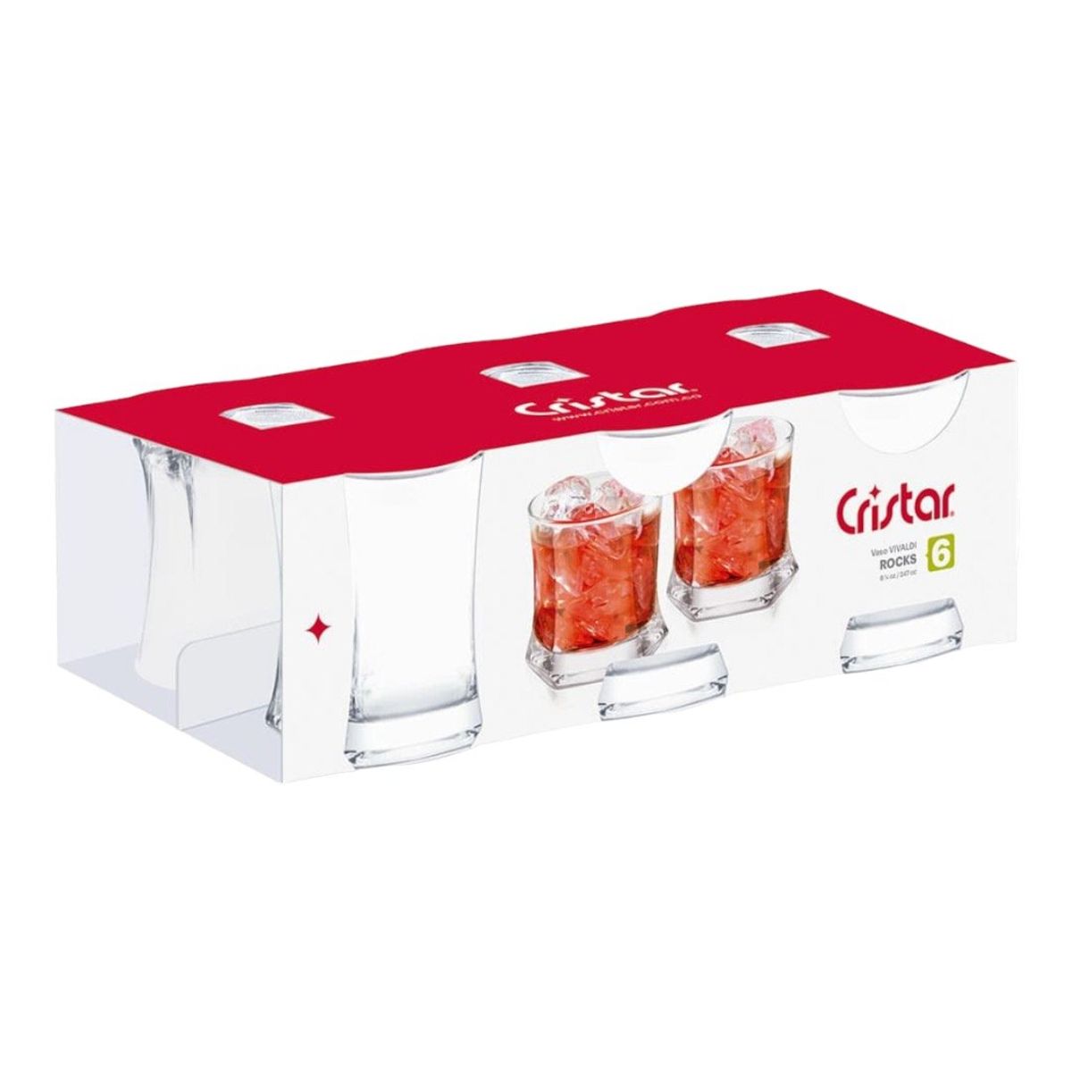 CRISTAR - Display 6 Vasos Vivaldi W/B 250 Cc