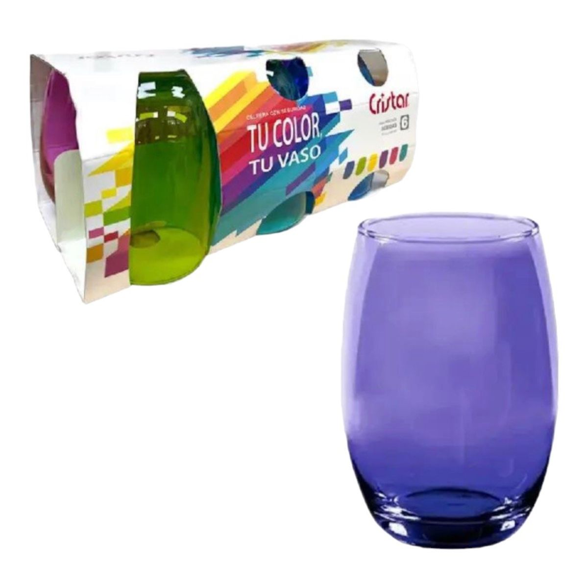 CRISTAR - Display 6 Vasos W/A Mikonos Full Color  460 Cc