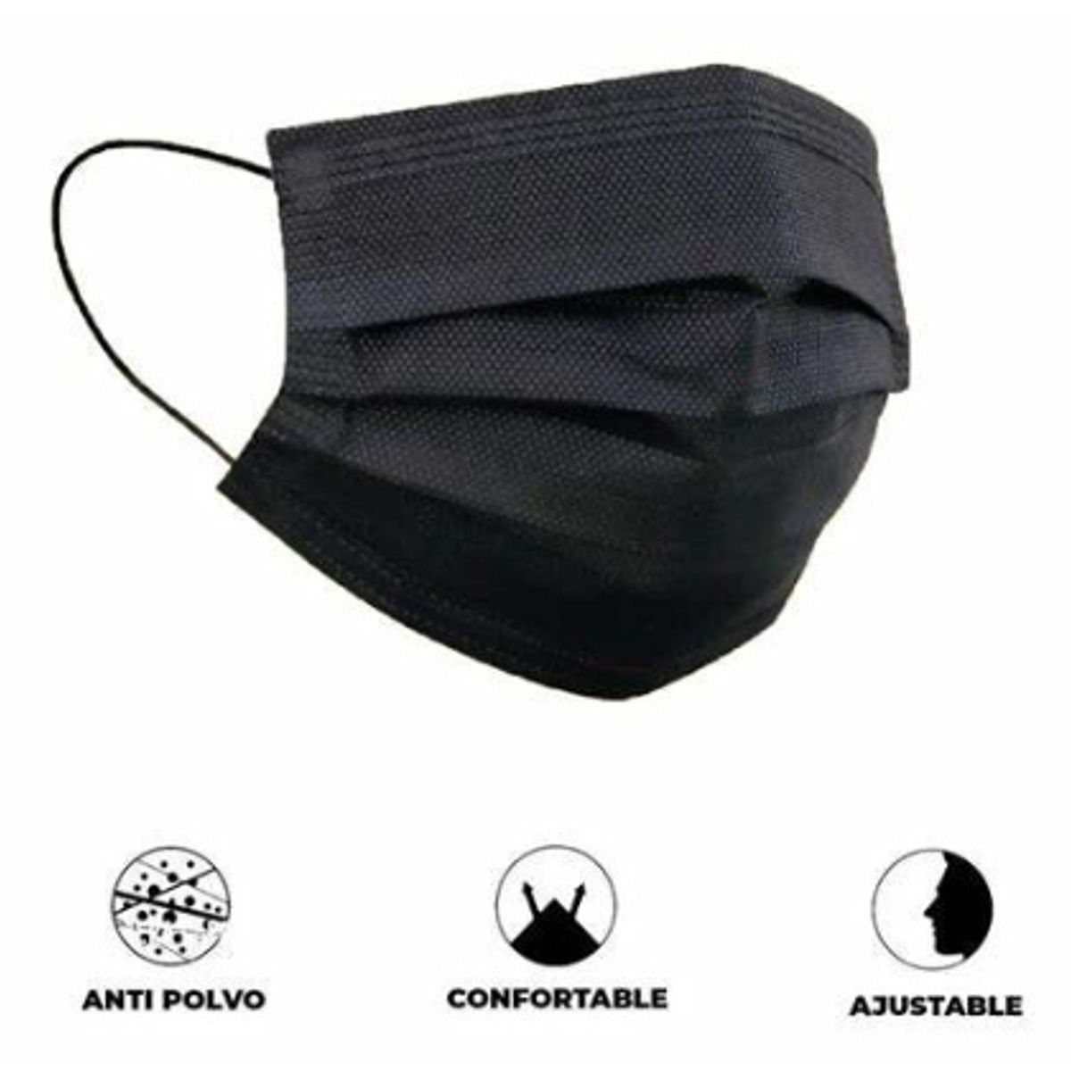 GENERICO - Mascarilla Negra Con Blanco Caja De 50 Uni Surtidos