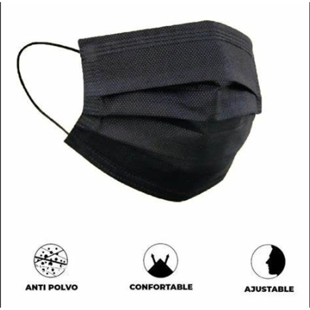 GENERICO - Mascarilla Negra Con Blanco Caja De 50 Uni Surtidos